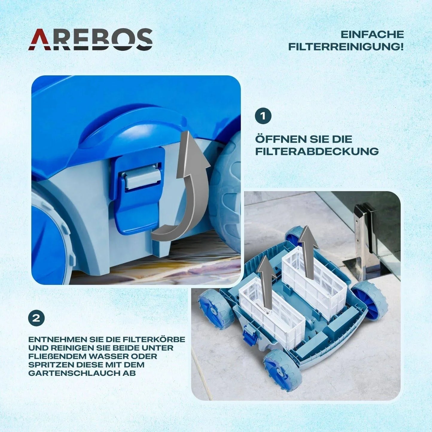 Arebos - Poolroboter Poolrunner Poolsauger Bodenreiniger Poolreiniger Pool Roboter - Blau