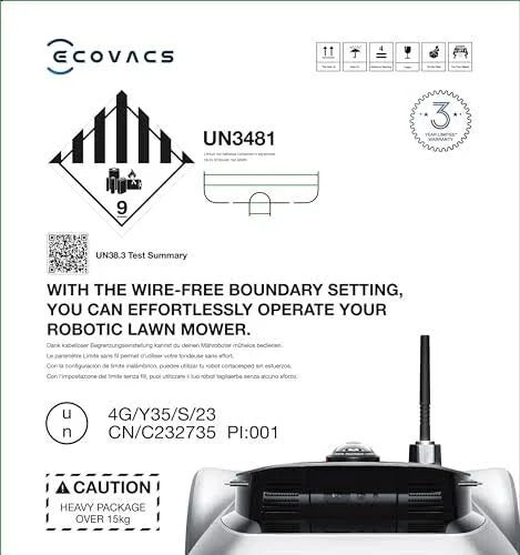 Ecovacs Goat G1-2000 Mähroboter mit Robuster Garage & Auto-Verbindung-Modul, ohne Begrenzungskabel für Gärten bis zu 2,000m2