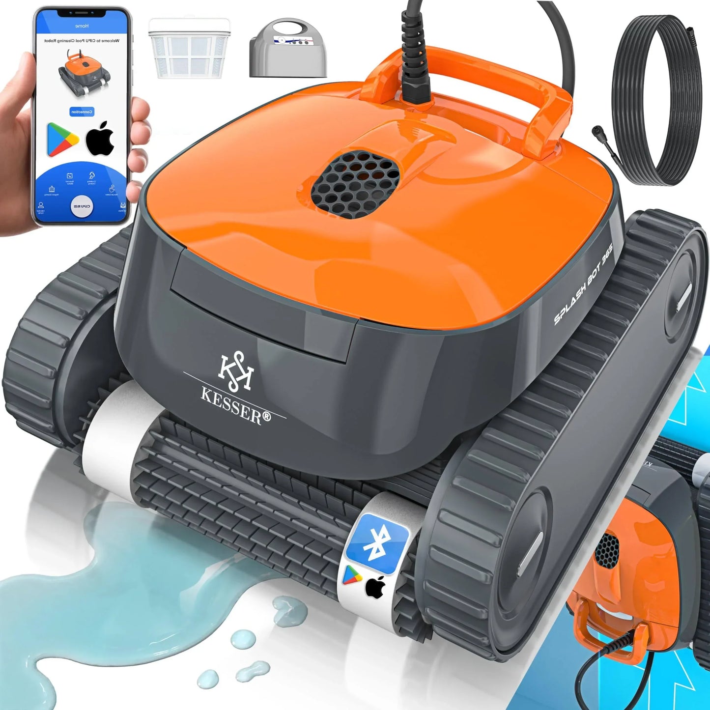 KESSER Poolroboter für Boden und Wand | Poolsauger bis 100m² Pools & Eine Leistungsstarke Reinigung
