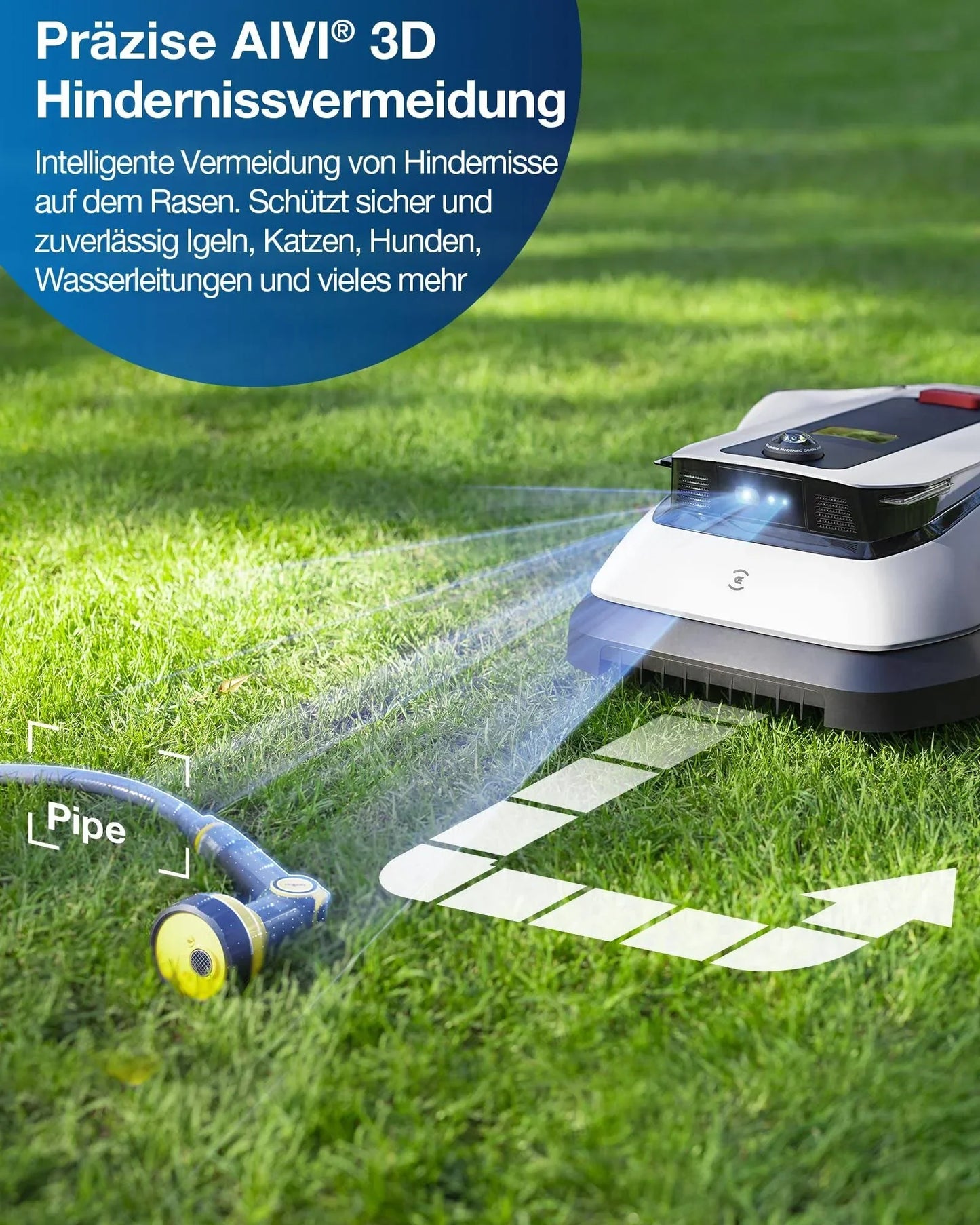 Ecovacs Goat G1-2000 Mähroboter mit Robuster Garage & Auto-Verbindung-Modul, ohne Begrenzungskabel für Gärten bis zu 2,000m2