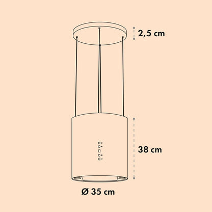 Klarstein Inselhaube Umluft, Leise Dunstabzugshaube für Kochinsel, Aktivkohlefilter, 558m³/h, Energieklasse B