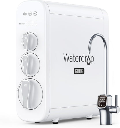 Waterdrop G3P600 Umkehrosmoseanlage, 600 GPD, 8000L, reduziert TDS, 2:1 Rein zum Abfluss, LED-Wasserhahn