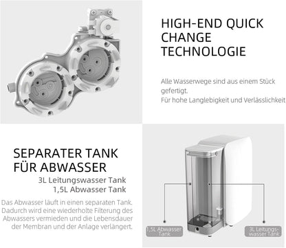 OsmoFresh Quella Life Auftisch Osmoseanlage, 6 Temperaturstufen, 5-stufige Filterung, kalkfreies Trinkwasser