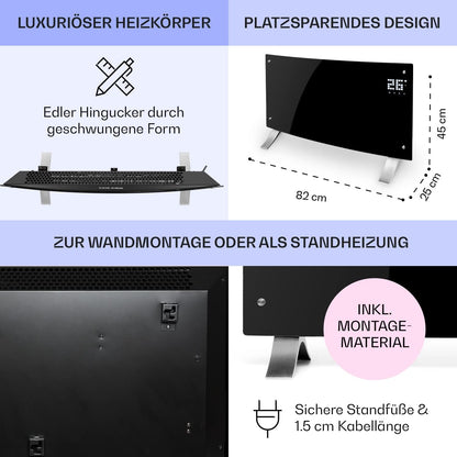 Klarstein Elektroheizung, Konvektor mit Bodenrollen, mobile, energiesparend, leise, 1000W, mit Thermostat