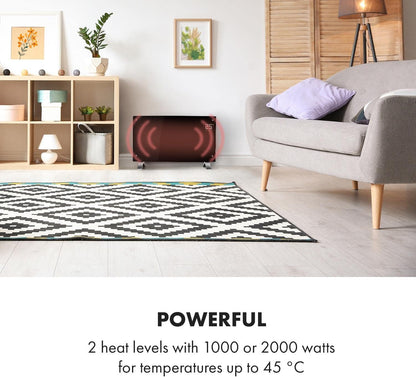 Klarstein Elektroheizung, Konvektor mit Bodenrollen, mobile, energiesparend, leise, 1000W, mit Thermostat