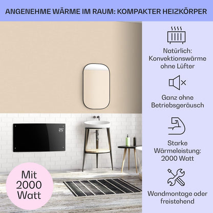 Klarstein Elektroheizung, Konvektor mit Bodenrollen, mobile, energiesparend, leise, 1000W, mit Thermostat