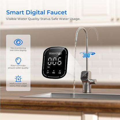 Waterdrop G3P600 Umkehrosmoseanlage, 600 GPD, 8000L, reduziert TDS, 2:1 Rein zum Abfluss, LED-Wasserhahn