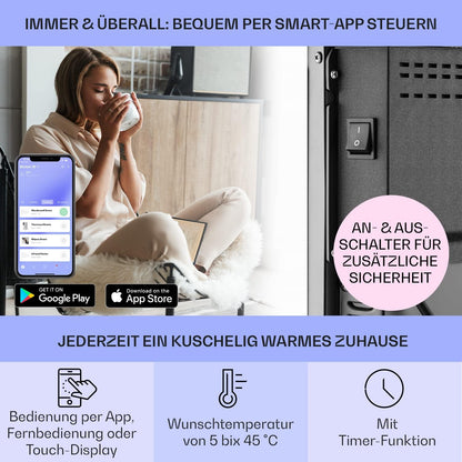 Klarstein Elektroheizung, Konvektor mit Bodenrollen, mobile, energiesparend, leise, 1000W, mit Thermostat