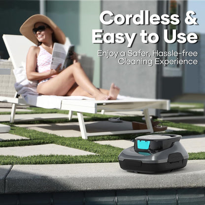 AIPER Poolroboter mit Quad-Motor, WavePath Navigation, 3 Reinigungsmodi, kabellos für Pools bis 150㎡