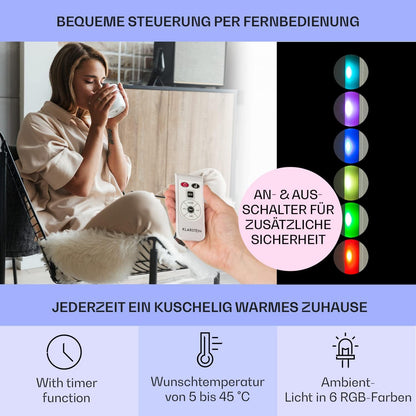 Klarstein Elektroheizung, Konvektor mit Bodenrollen, mobile, energiesparend, leise, 1000W, mit Thermostat