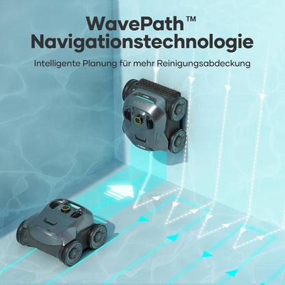 AIPER Poolroboter mit Quad-Motor, WavePath Navigation, 3 Reinigungsmodi, kabellos für Pools bis 150㎡