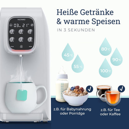 VILTARO® Osmoseanlage Trinkwasser, 5-stufiges Filtersystem, 6 Temperaturstufen, mobil ohne Wasseranschluss