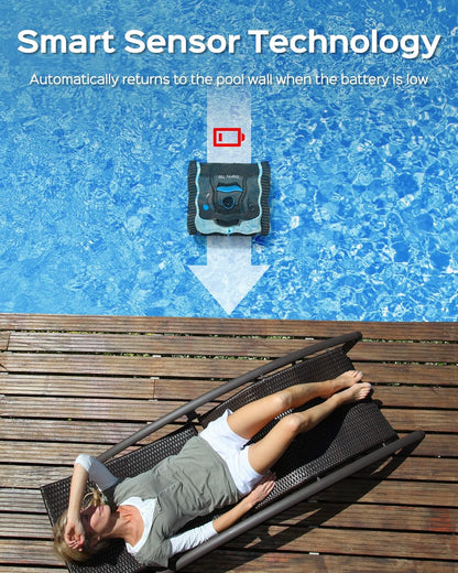 WYBOT Poolroboter Akku 120 Minuten für Boden,Wasserlinie,und Wandreinigung mit Dreifachmotor