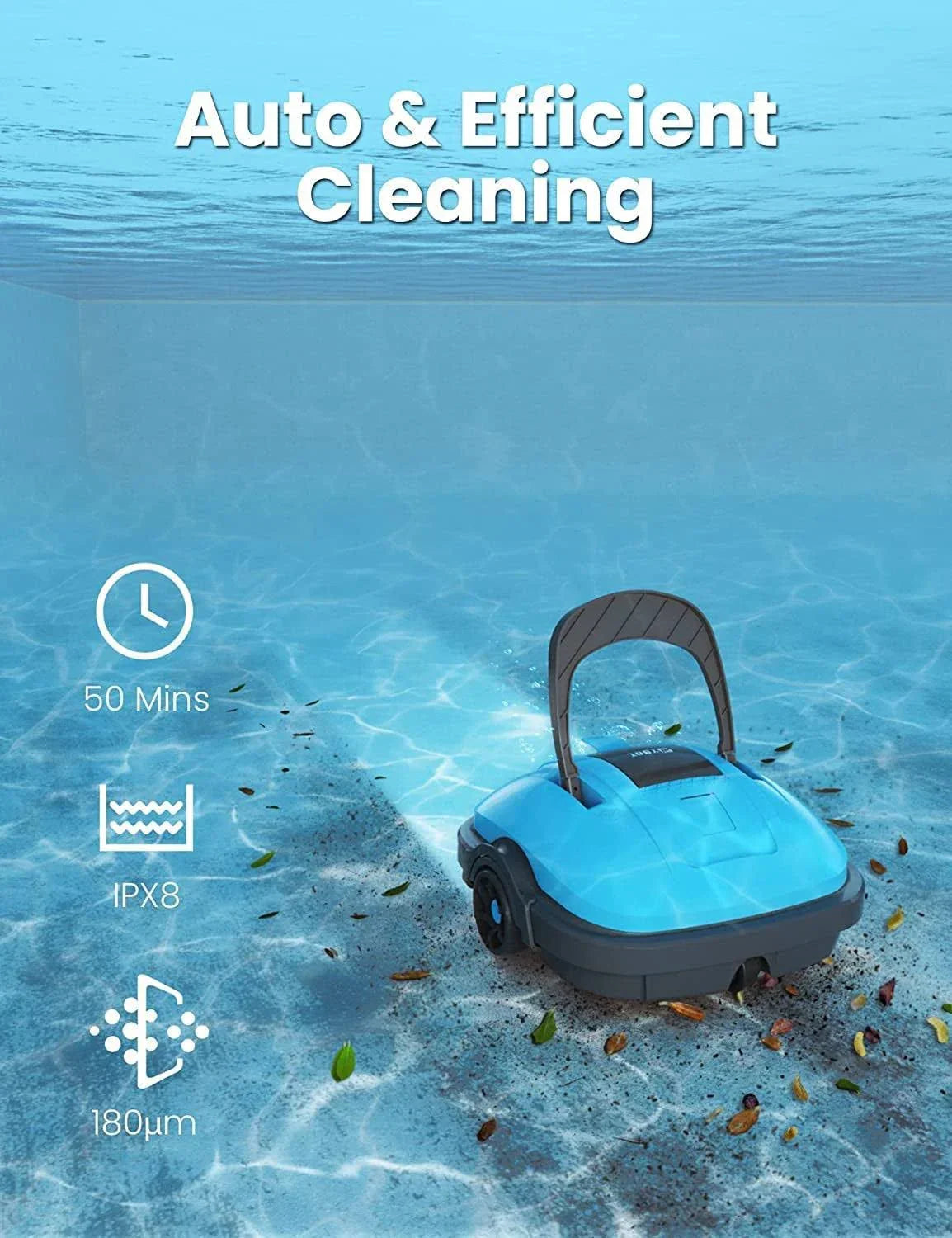 Poolroboter, Poolsauger Akku mit Dual-Motor, Selbstparken, Starke Saugkraft, Aut